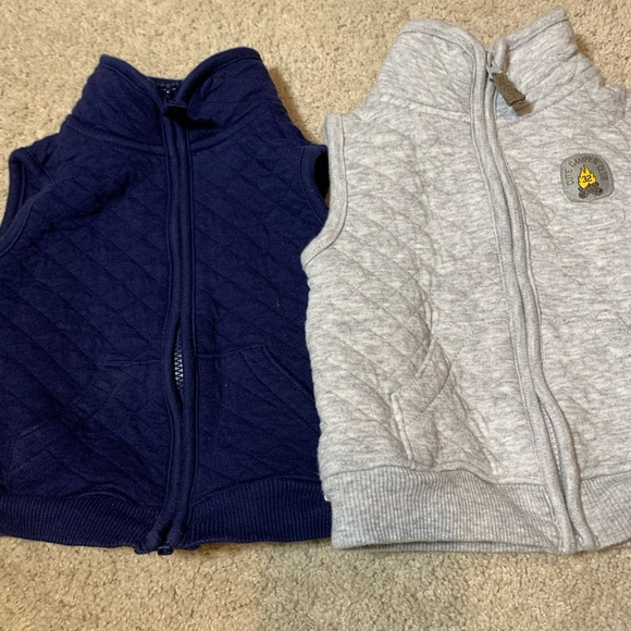 Carter's Other - Lot 2 Carter's Baby Quilted Vests Navy Gray 9M Lightweight Warm Layer EUC